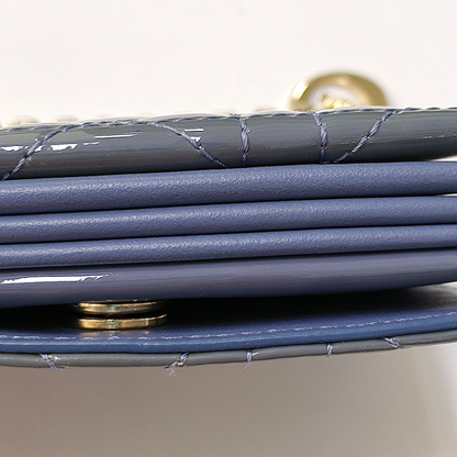 DIOR Lady Dior Blue patent leather cannage-quilted Lady Dior bag crossbody bag Golden hardware Removable shoulder strap-(SKU)-957695100