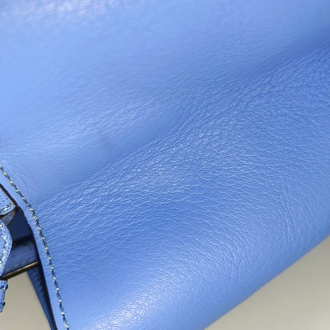 FENDI 2 Jours Small size Blue cowhide crossbody, handbag, shoulder bag Silver Hardware Removable shoulder strap-(SKU)-14510368