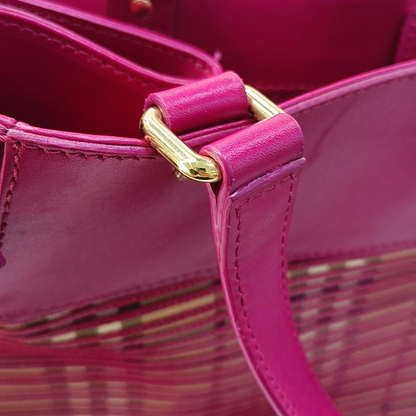 BURBERRY Tote bag Fuchsia Cowhide Warhorse Checkered Quilted Handbag Golden hardware-(SKU)-959437987