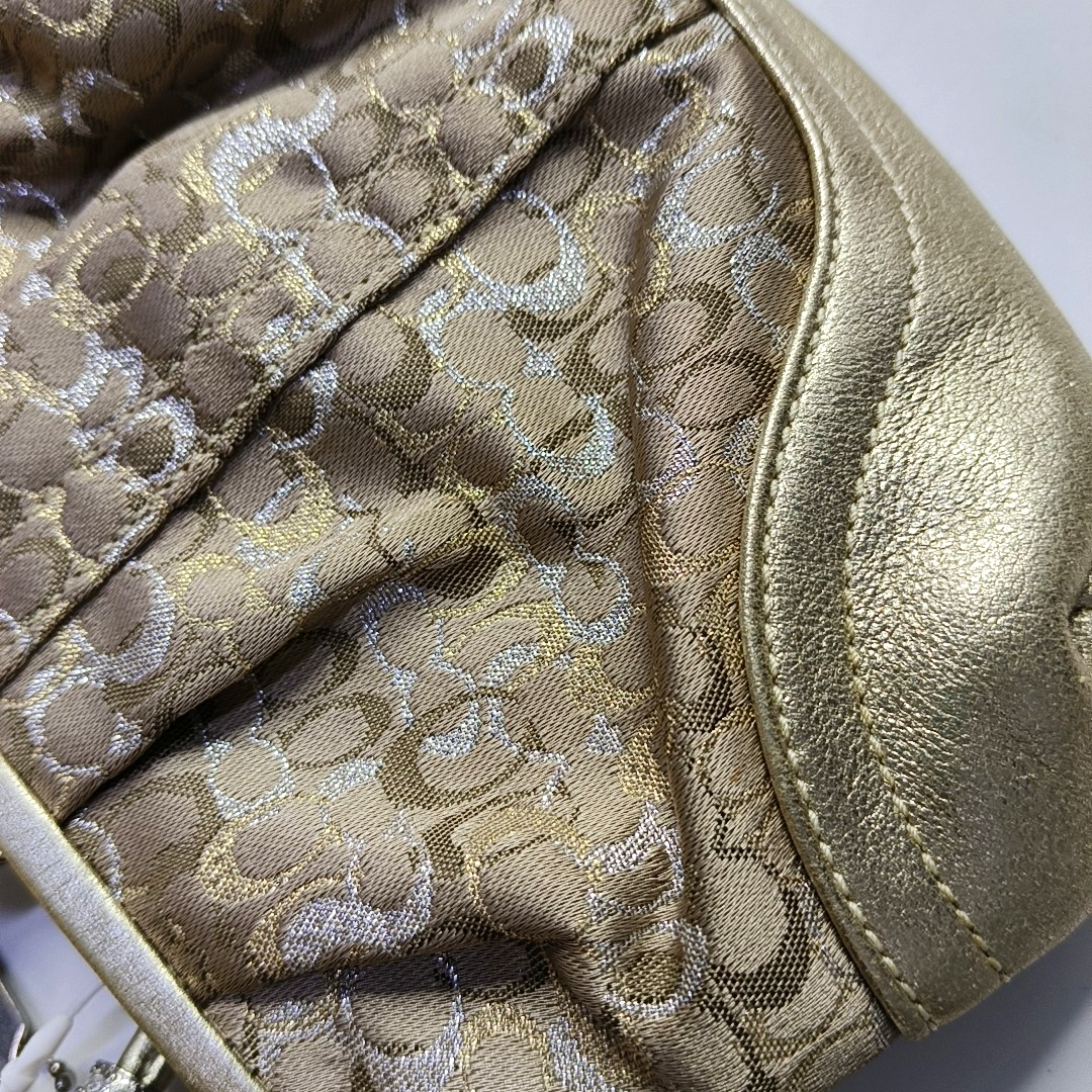 COACH Khaki Fabric Monogram Shoulder Bag Clutch Silver Hardware-(SKU)-943221482