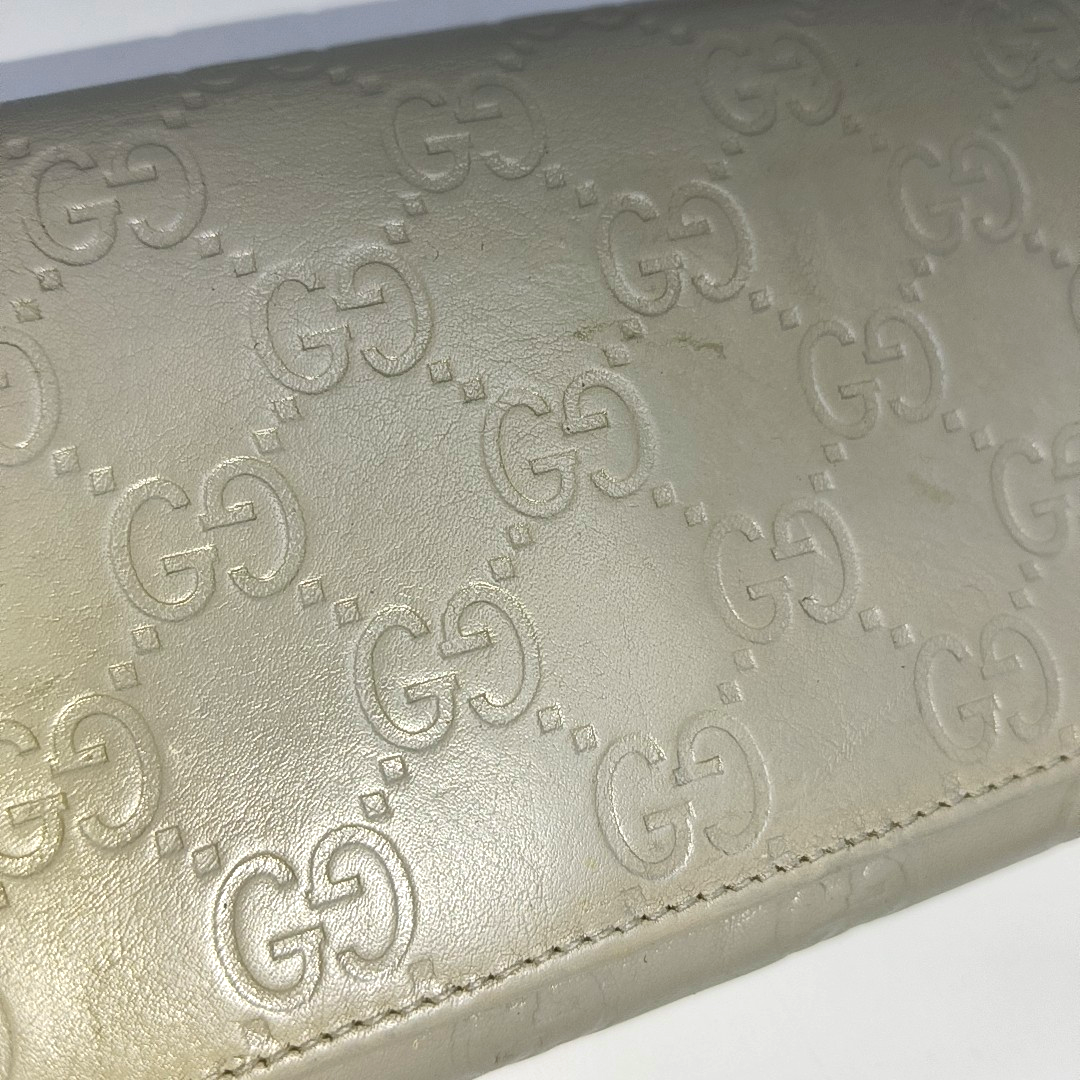 GUCCI Microguccissima Light Gray Cowhide Vintage Embossed Wallet Golden hardware-(SKU)-14418012