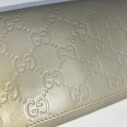 GUCCI Microguccissima Light Gray Cowhide Vintage Embossed Wallet Golden hardware-(SKU)-14418012