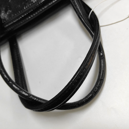 PRADA Slim Convertible Vernice Black Leather Logo Cross Grain Handbag Single Shoulder Bag Golden hardware-(SKU)-958471694