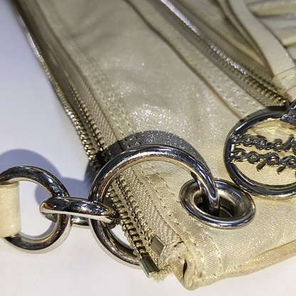 COACH Champagne Special Material Patchwork Quilted Single Shoulder Bag Silver Hardware Removable shoulder strap-(SKU)-937632095
