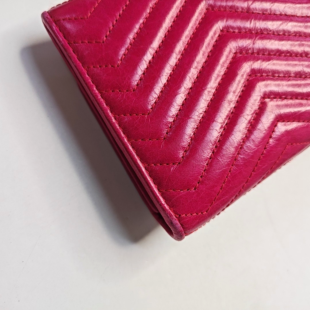 Miu Miu Miu Délice Fuchsia Cowhide Quilted Wallet Golden hardware-(SKU)-944517482