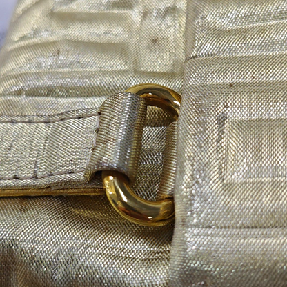 FENDI Gold Fabric Embossed Single Shoulder Bag Handbag Golden hardware Removable shoulder strap-(SKU)-948887695
