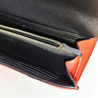 CELINE Red Leather Wallet Silver Hardware-(SKU)-959079307