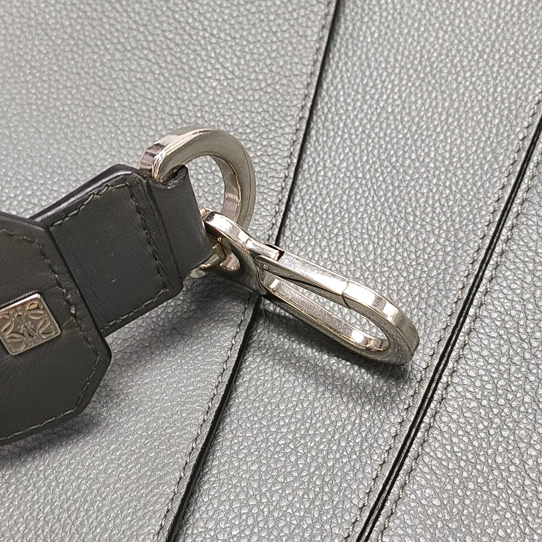 LOEWE Puzzle Blue Gray Leather Quilted Backpack Single Shoulder Bag with Silver Hardware Removable Strap-(SKU)-970868873