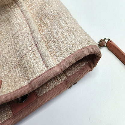CHANEL DEAUVILLE Small Pink Canvas Shoulder Bag with Silver Hardware, 25 Clasps-(SKU)-969333382