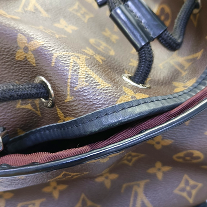LOUIS VUITTON ZACK Medium Brown Coated Canvas Monogram Backpack Tote Bag Silver Hardware-(SKU)-965082946