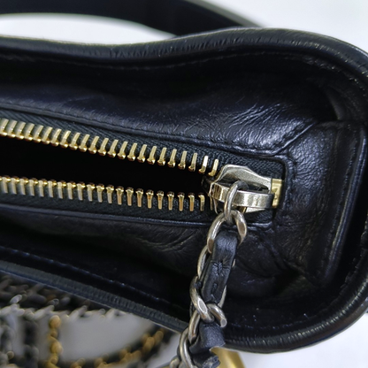CHANEL GABRIELLE small black leather quilted diamond-stitched crossbody bag shoulder bag removable shoulder strap-(SKU)-953784827