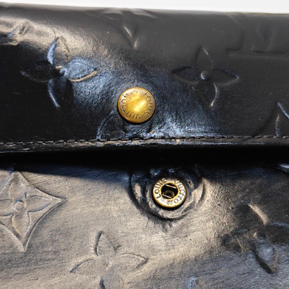 LOUIS VUITTON SARAH Black Cowhide Embossed Wallet Golden hardware-(SKU)-957385342