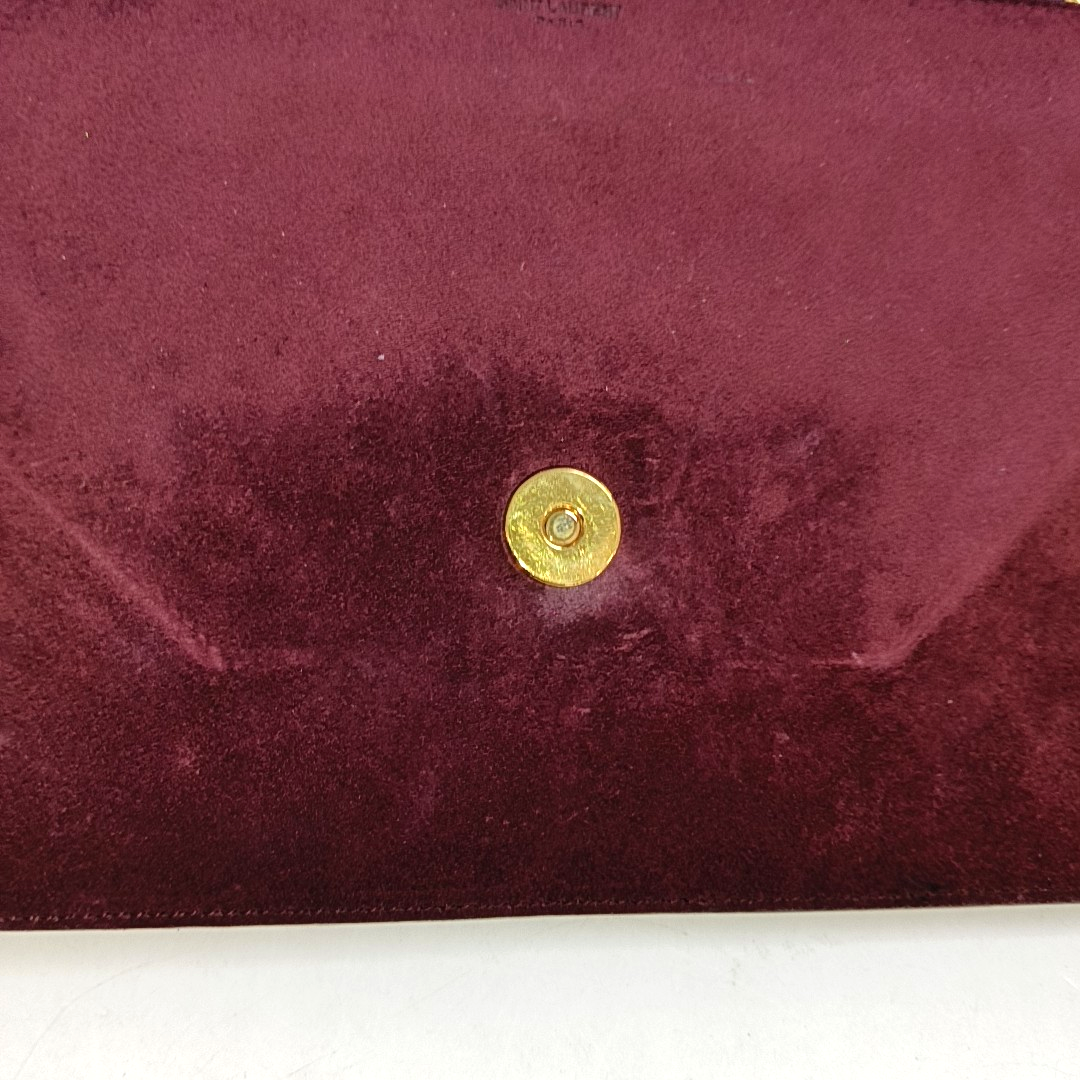 YSL VINTAGE BETTY Burgundy suede leather single shoulder bag crossbody bag Golden hardware-(SKU)-14285934