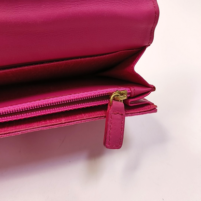 DIOR Fuchsia Fabric Wallet Golden hardware-(SKU)-959328044