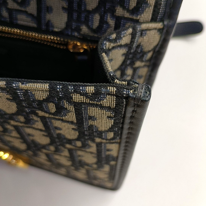 DIOR 30 Montaigne Blue Canvas Monogram Embossed Montaigne Bag Shoulder Bag with Detachable Strap-(SKU)-970899095