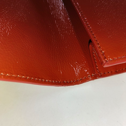 YSL BELLE JOUR Orange Patent Leather Embossed Clutch Golden hardware-(SKU)-931375952