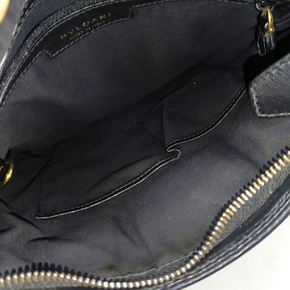 BVLGARI Black Leather Crossbody Bag Single Shoulder Bag Golden hardware Removable shoulder strap-(SKU)-929674210