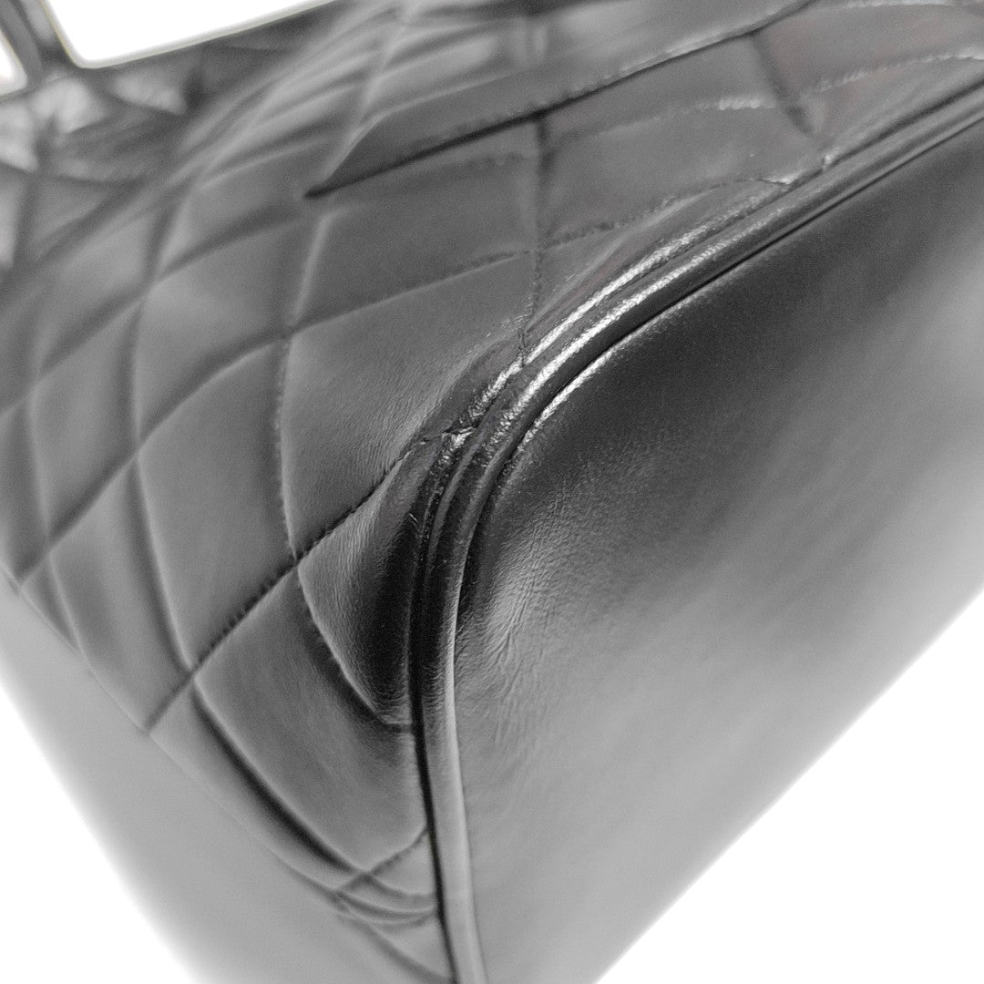CHANEL MEDALLION Black Lamb Skin Quilted Hilton Handbag with Gold Hardware, Vintage-(SKU)-970902216