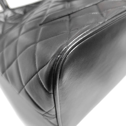 CHANEL MEDALLION Black Lamb Skin Quilted Hilton Handbag with Gold Hardware, Vintage-(SKU)-970902216