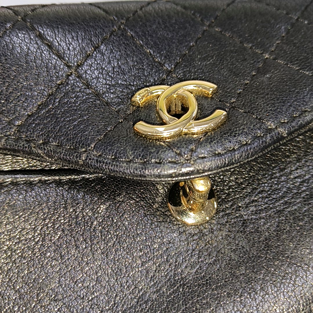 CHANEL NOW AND FOREVER Black Lamb Skin Quilted Crossbody, Shoulder Bag with Golden Hardware 27 Clasp-(SKU)-14471021