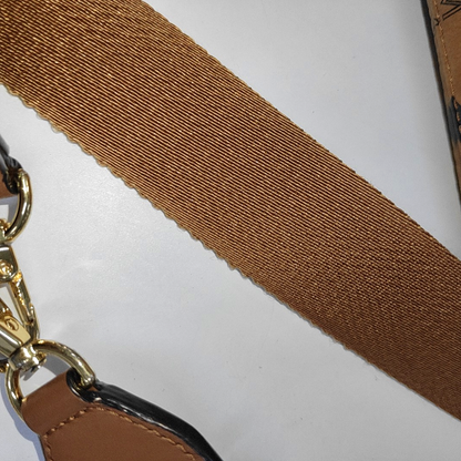MCM KLASSIK mini Cognac Coated Canvas Monogram Single Shoulder Bag Golden hardware Removable shoulder strap-(SKU)-14432552