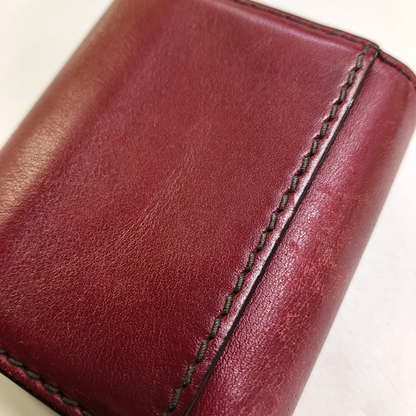 DIOR Burgundy Calfskin Leather Wallet Golden hardware-(SKU)-956370493