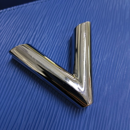 LOUIS VUITTON TWIST Medium Size Blue EPI Leather Water Ripple Shoulder Bag Tote Bag Crossbody Bag Silver Hardware 2 Removable Straps-(SKU)-964122868