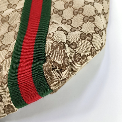 GUCCI Diaper  Brown Canvas Monogrammed Striped Webbing Handbag Shoulder Bag-(SKU)-960138854