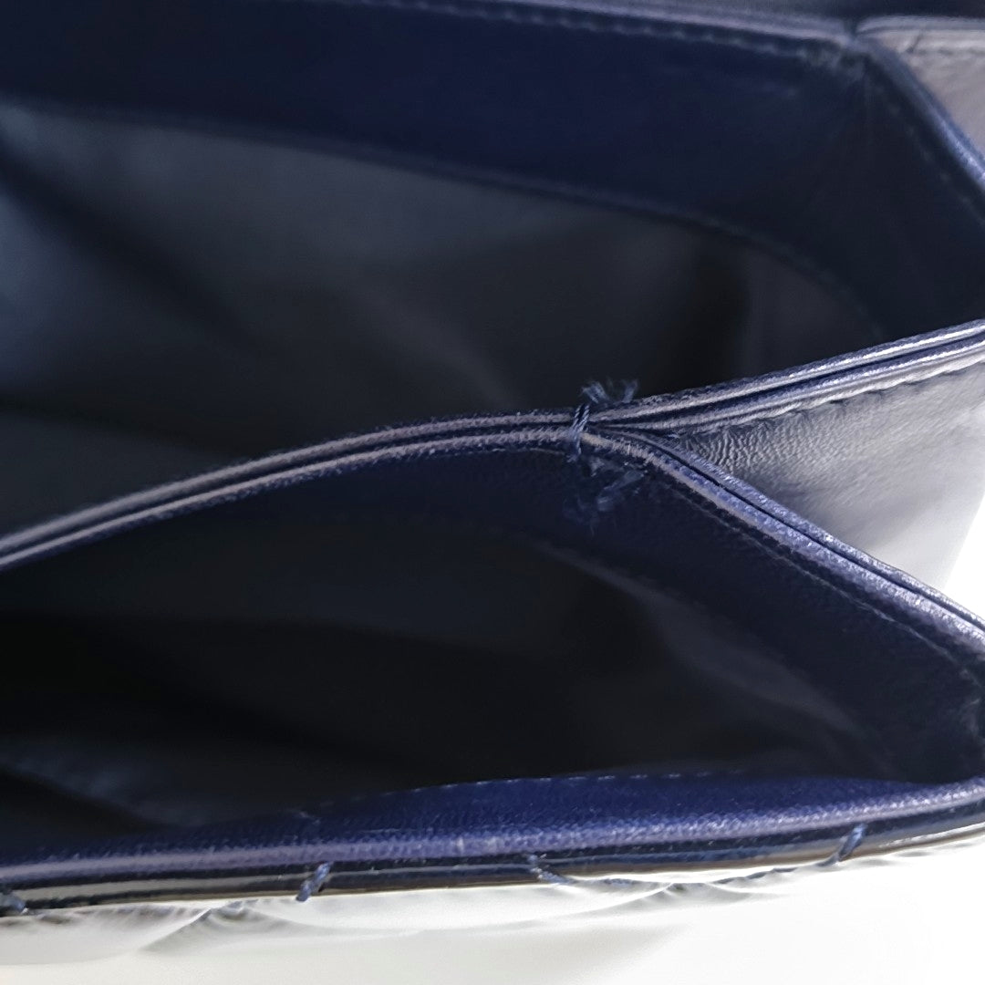 CHANEL CLASSIC FLAP Deep Blue Patent Leather Quilted Bag with Silver Hardware, 19-(SKU)-966563538