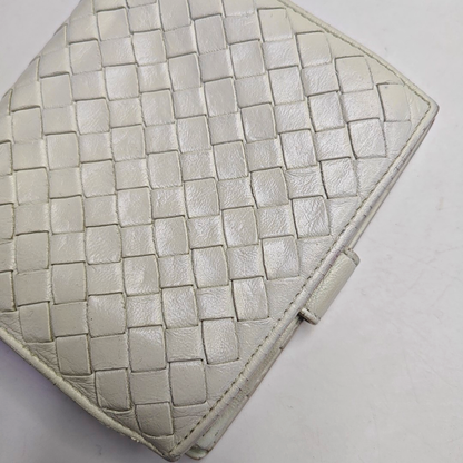 BOTTEGA VENETA White Cowhide Braided Wallet-(SKU)-945082548
