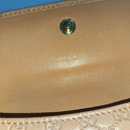 GUCCI Nude Pink Cowhide Monogram Embossed Wallet Golden hardware-(SKU)-933631362