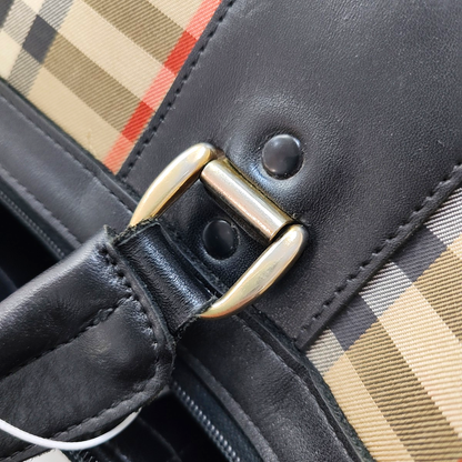 BURBERRY Khaki canvas military horse pattern tote bag Golden hardware-(SKU)-949172399