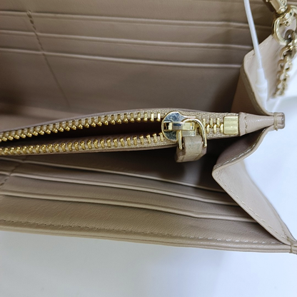 MCM PATRICIA Large size Khaki coated canvas monogram laurel buckle shoulder bag/handbag Golden hardware Removable shoulder strap-(SKU)-951984447