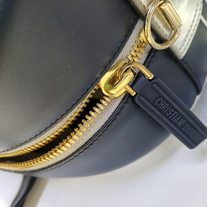 DIOR Vibe Silver Cowhide Single Shoulder Bag with Gold Hardware, Removable Strap-(SKU)-964309600