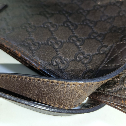 GUCCI Tote bag Dark Brown Cowhide Monogram Crumpled Single Shoulder Bag, Handbag Silver Hardware-(SKU)-929188415