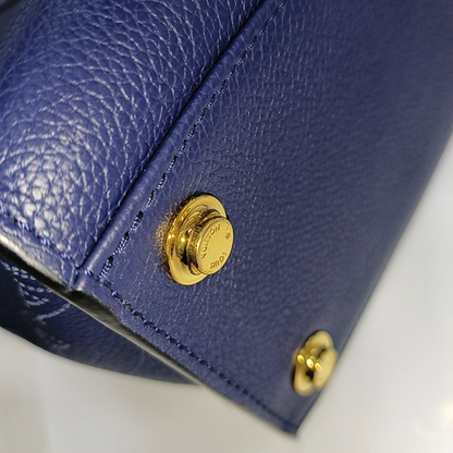LOUIS VUITTON ON MY SIDE Medium Dark Blue Leather Woven Shoulder Bag, Gold Hardware, Removable Shoulder Strap-(SKU)-14487079