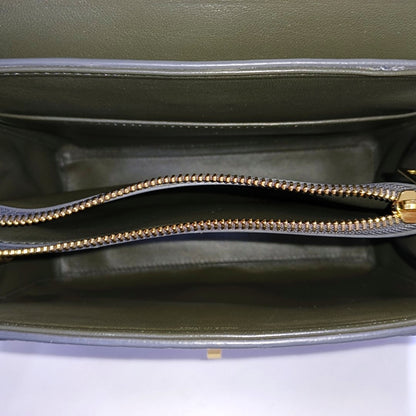 CELINE 16 Small Size Grey Lizard Skin Crossbody Shoulder Bag with Gold Hardware, Detachable Strap, Complete Accessories-(SKU)-966431025