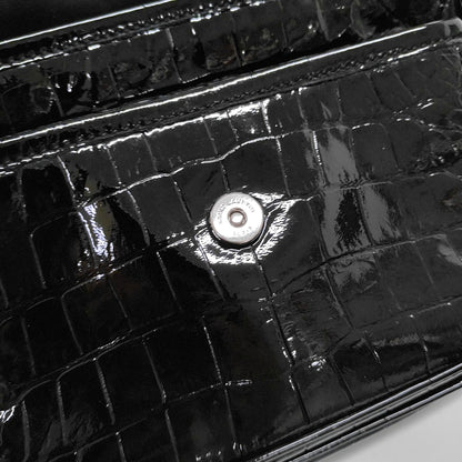 YSL NIKI Small Size Black Patent Leather Crocodile Embossed Single Shoulder Bag Crossbody Bag Palladium Hardware-(SKU)-965692565
