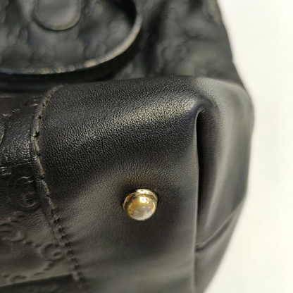 GUCCI Heart Bit Black Cowhide Monogrammed Tote Handbag Single Shoulder Bag Golden hardware Removable shoulder strap-(SKU)-944990688