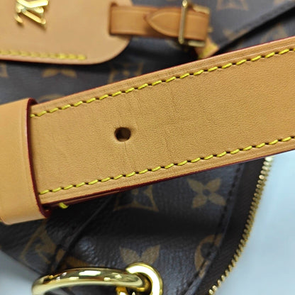LOUIS VUITTON ODEON Small Size Brown Coated Canvas Monogram Shoulder Bag Crossbody Bag Gold Hardware Removable Strap-(SKU)-971023690