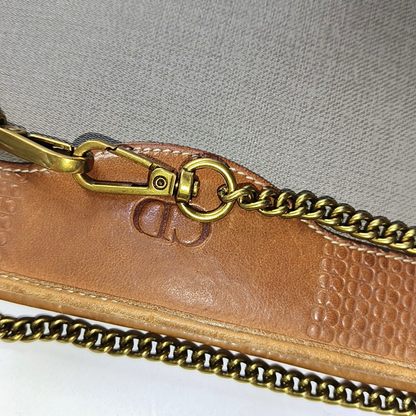 DIOR Gray Coated Canvas Crumpled Handbag Golden hardware-(SKU)-951570397