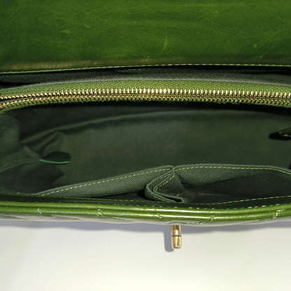 CHANEL COCO HANDLE Large Green Calfskin Quilted V Pattern Single Shoulder Bag Handbag Detachable Strap-(SKU)-963065464