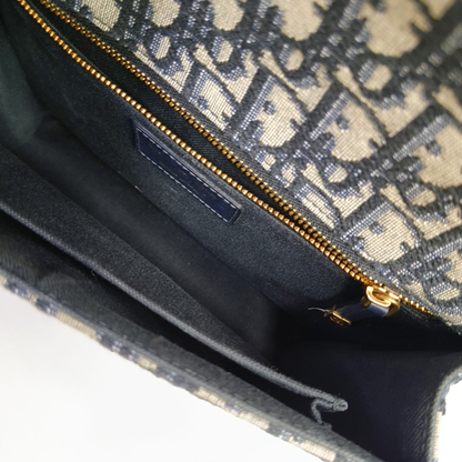 DIOR 30 Montaigne Blue Canvas Monogram Embossed Montaigne Bag Shoulder Bag with Detachable Strap-(SKU)-970899095