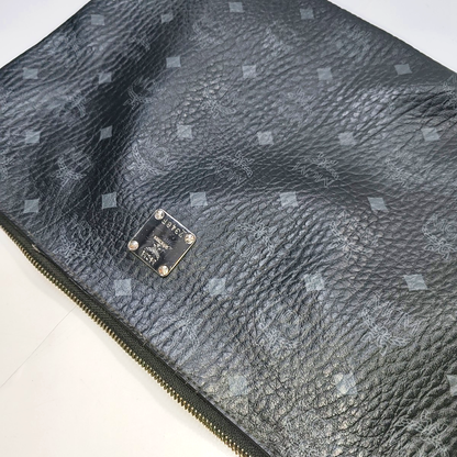 MCM ESSENTIAL Black coated canvas monogram handbag Silver Hardware-(SKU)-942090825