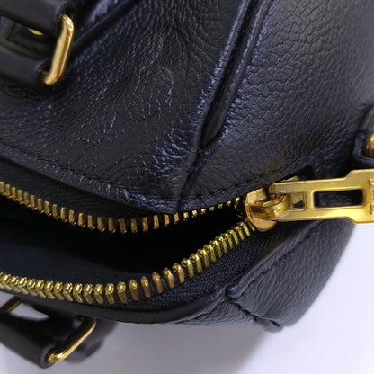 LOUIS VUITTON SPEEDY Medium-sized Black Leather Monogram Embossed Boston Bag Shoulder Bag Golden Hardware Removable Shoulder Strap-(SKU)-969021720