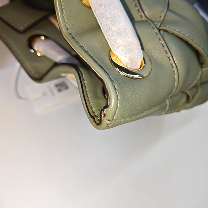 MICHAEL KORS Small size Green Lamb Leather Braided Backpack Golden hardware-(SKU)-936597002