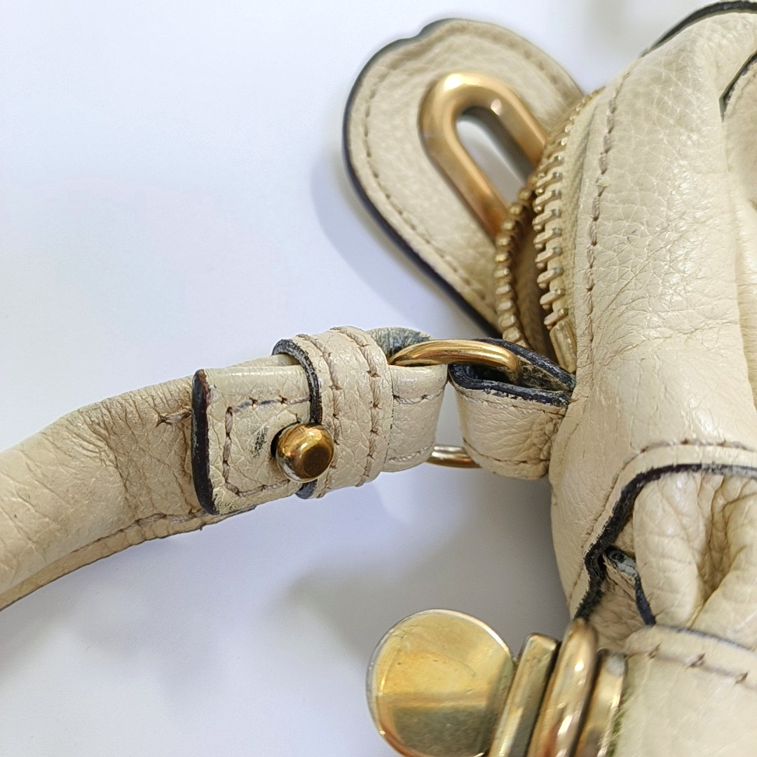 Chloé Paraty Medium size Beige Leather Single Shoulder Bag Golden hardware Removable shoulder strap-(SKU)-960652905