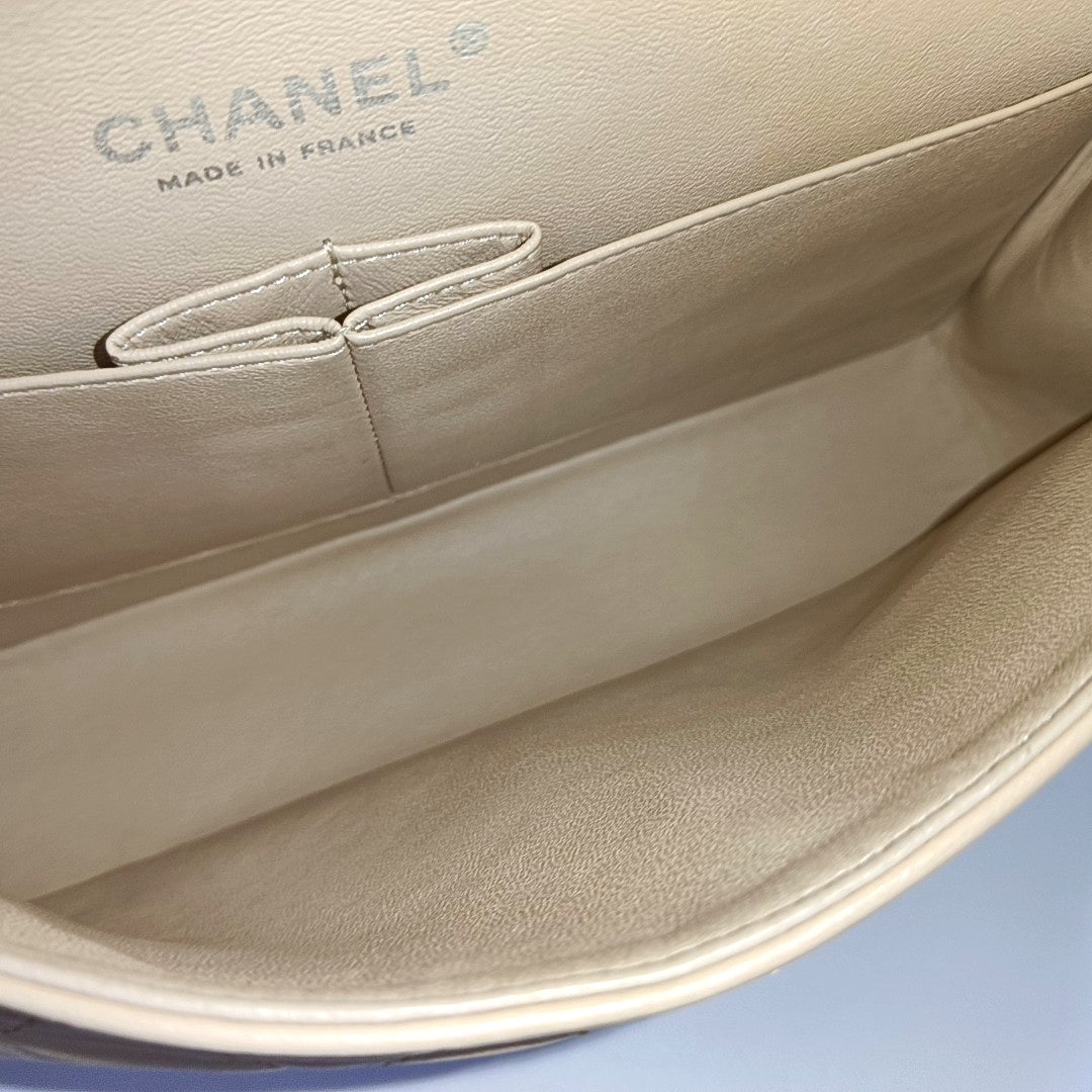 CHANEL CLASSIC FLAP Medium Beige Lamb Leather Quilted Shoulder Bag with Removable Strap-(SKU)-966780934