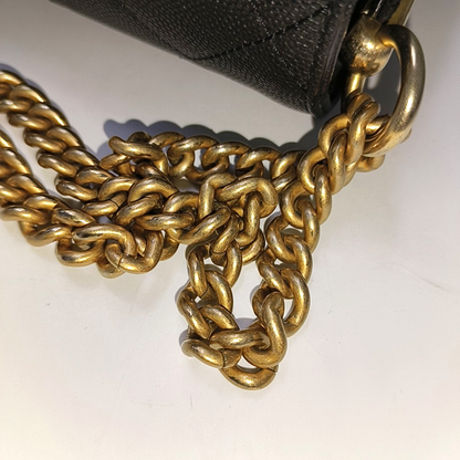 CHANEL LADY COCO Medium Black Calfskin Diamond Quilted Crossbody Bag Tote Bag Shoulder Bag Golden Hardware 26 Clasp-(SKU)-954739550