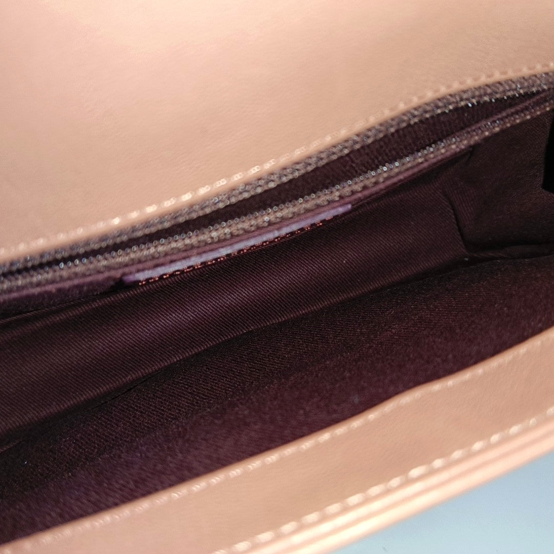 CHANEL FRONT CHAIN FLAP BAG Orange Pink Lamb Skin Quilted Shoulder Bag Tote Bag Crossbody Golden Hardware 25cm-(SKU)-969717289